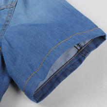 men short-sleeved shirt Korean men denim shirt Slim large size men's Casual shirt SM6