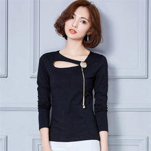 Autumn New Fashion Full Sleeve T-shirts Plus Size Female Chain t shirts Top O-neck Women Top 72201 SM6