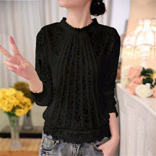 Blusas femininas Casual Women Hollow Out Blouses Long Sleeve Tops Autumn Stand Lace Print Shirts 71768 SM6