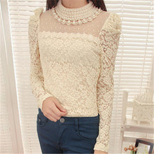 Blusas femininas Casual Women Hollow Out Blouses Long Sleeve Tops Autumn Vintage Bow Lace Thick Print Shirts 71765 SM6