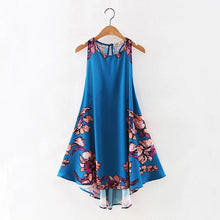 Brand New Vestidos Plus Size Sexy A-line Knee-Length Dress Brief Sleeveless O-neck Women Floral Print Dresses 72093 SM6