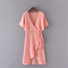 Brand New Vestidos Plus Size Sexy Straight Knee-Length Dress Brief Short Sleeve Deep V-neck Women Dresses 72098 SM6