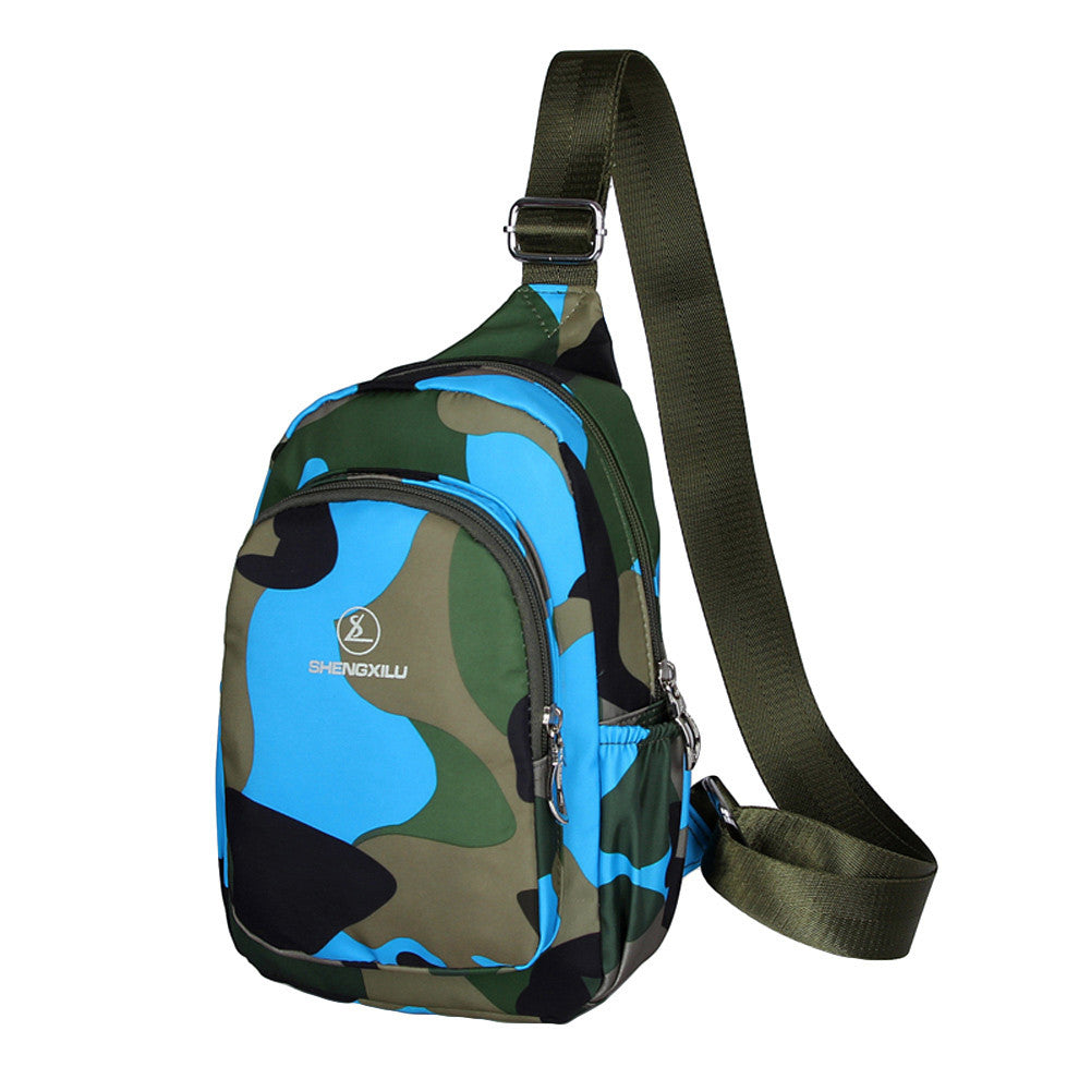 Women Casual Crossbody Bag Multi-Pocket Military Camouflage Print Zipper Durable Small Bag Chest Bag Shoulder Bag SM6