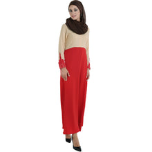 Fall Women Spliced Muslim Dress Long Sleeve Embroidered Flower Islamic Abaya Dubai Caftan Dress Maxi Robe Vestidos SM6