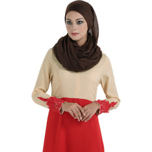 Fall Women Spliced Muslim Dress Long Sleeve Embroidered Flower Islamic Abaya Dubai Caftan Dress Maxi Robe Vestidos SM6
