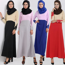 Fall Women Spliced Muslim Dress Long Sleeve Embroidered Flower Islamic Abaya Dubai Caftan Dress Maxi Robe Vestidos SM6