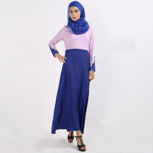 Fall Women Spliced Muslim Dress Long Sleeve Embroidered Flower Islamic Abaya Dubai Caftan Dress Maxi Robe Vestidos SM6