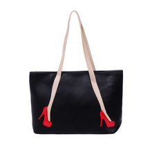 Women PU Leather Handbag High Heels Pattern Zipper Large Capacity Shoulder Tote Bag Designer Black Bolsa Feminina SM6