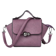 Women Shoulder Bag PU Leather Magnetic Press Stud Handbag Flap Zip Grab Handle Top Crossbody Bag PurpleDark Grey SM6
