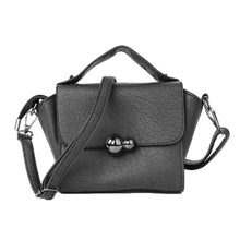 Women Shoulder Bag PU Leather Magnetic Press Stud Handbag Flap Zip Grab Handle Top Crossbody Bag PurpleDark Grey SM6