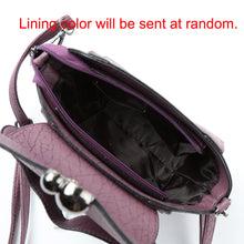 Women Shoulder Bag PU Leather Magnetic Press Stud Handbag Flap Zip Grab Handle Top Crossbody Bag PurpleDark Grey SM6