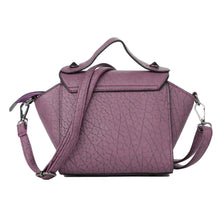 Women Shoulder Bag PU Leather Magnetic Press Stud Handbag Flap Zip Grab Handle Top Crossbody Bag PurpleDark Grey SM6