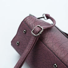 Women Shoulder Bag PU Leather Magnetic Press Stud Handbag Flap Zip Grab Handle Top Crossbody Bag PurpleDark Grey SM6