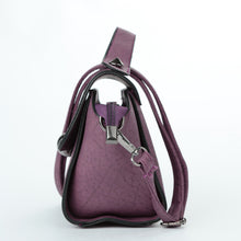 Women Shoulder Bag PU Leather Magnetic Press Stud Handbag Flap Zip Grab Handle Top Crossbody Bag PurpleDark Grey SM6
