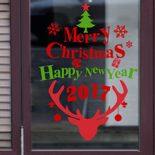 2017 Merry Christmas Happy New Year Deer Wall Sticker Decals Snowflake Christmas store window glass Poster Mural Wall Art SM6