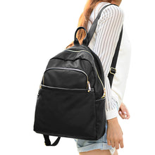 Women Nylon Backpack Leather Zipper Mochila Feminina Casual Waterproof Schoolbag Travel Bag BlackDark BlueDark Purple SM6