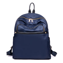 Women Nylon Backpack Leather Zipper Mochila Feminina Casual Waterproof Schoolbag Travel Bag BlackDark BlueDark Purple SM6