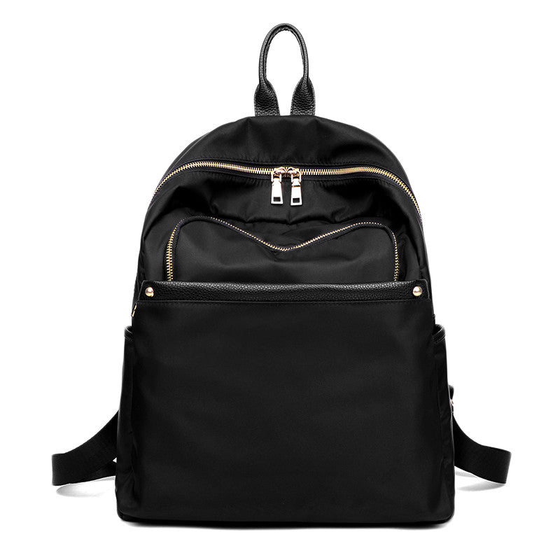 Women Nylon Backpack Leather Zipper Mochila Feminina Casual Waterproof Schoolbag Travel Bag BlackDark BlueDark Purple SM6