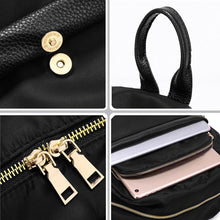 Women Nylon Backpack Leather Zipper Mochila Feminina Casual Waterproof Schoolbag Travel Bag BlackDark BlueDark Purple SM6