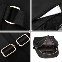Women Nylon Backpack Leather Zipper Mochila Feminina Casual Waterproof Schoolbag Travel Bag BlackDark BlueDark Purple SM6
