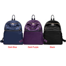 Women Nylon Backpack Leather Zipper Mochila Feminina Casual Waterproof Schoolbag Travel Bag BlackDark BlueDark Purple SM6