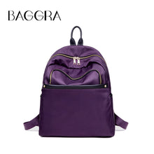 Women Nylon Backpack Leather Zipper Mochila Feminina Casual Waterproof Schoolbag Travel Bag BlackDark BlueDark Purple SM6