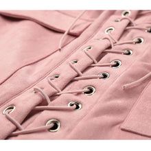 Runway Women Faux Suede Crop Top Skirt Set 2 Piece Top High Waist Midi Skirt Vintage Pocket Preppy Lace Up Bodycon Suit Set SM6