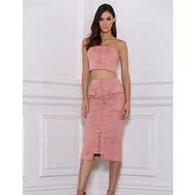 Runway Women Faux Suede Crop Top Skirt Set 2 Piece Top High Waist Midi Skirt Vintage Pocket Preppy Lace Up Bodycon Suit Set SM6