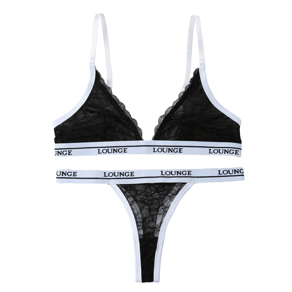 Semi-sheer Bra Set Sexy Lace Bra Women's Underwear Lounge Print Black White Lingerie Underwear Set for Lady Ensemble Soutie SM6