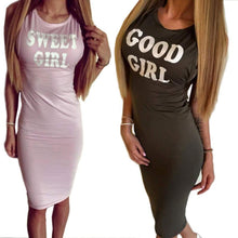 2017 Solid Sleeveless Letter Printed Dresses Women Streetwear Print GOOD GIRL Sheath Dress Casual Bodycon Beach Vestidos SM6