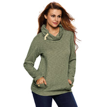 And Hoodie Women Turtleneck Hoodies Sweatshirts Long Sleeves Pockets Buttons Solid Color Pullover Top SM6