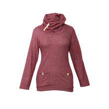 And Hoodie Women Turtleneck Hoodies Sweatshirts Long Sleeves Pockets Buttons Solid Color Pullover Top SM6