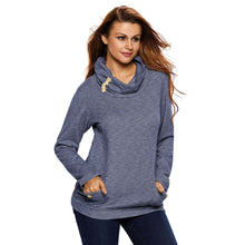 And Hoodie Women Turtleneck Hoodies Sweatshirts Long Sleeves Pockets Buttons Solid Color Pullover Top SM6