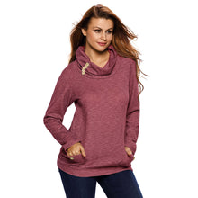 And Hoodie Women Turtleneck Hoodies Sweatshirts Long Sleeves Pockets Buttons Solid Color Pullover Top SM6