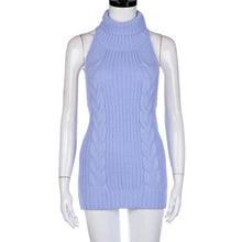 Backless Women Casual High Collar Sleeveless Knitted Tank Top For Women Vest Crop Tops Clubwear Rapa Femme #43 SM6