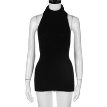 Backless Women Casual High Collar Sleeveless Knitted Tank Top For Women Vest Crop Tops Clubwear Rapa Femme #43 SM6
