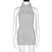 Backless Women Casual High Collar Sleeveless Knitted Tank Top For Women Vest Crop Tops Clubwear Rapa Femme #43 SM6