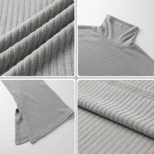 Women Basic Turtle Neck Knitwear Striped Split Flare Sleeve Maglioni Donna Inverno Loose Casual Pullover Sweater Jumper Top SM6