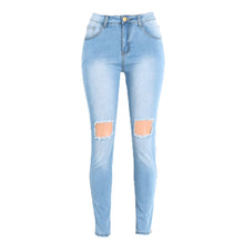 Women Washed Jeans Denim Destroyed Frayed High Waist Jeans Hole Zipper Pocket Pants Skinny Pencil Trousers Plus Size S-XXXL SM6