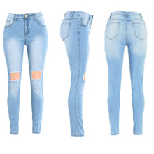Women Washed Jeans Denim Destroyed Frayed High Waist Jeans Hole Zipper Pocket Pants Skinny Pencil Trousers Plus Size S-XXXL SM6