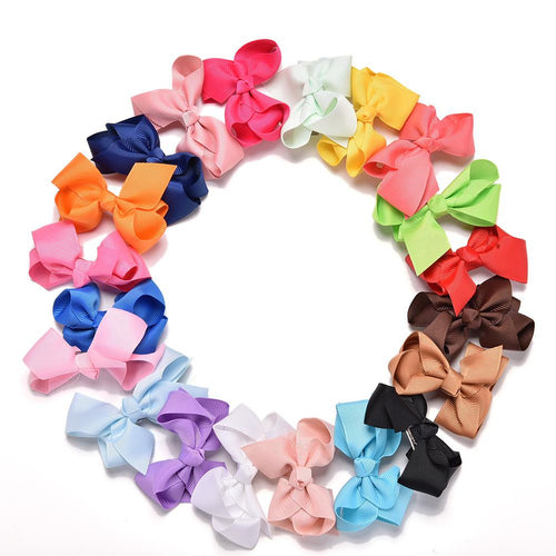 20Pcs Colorful Grosgrain Ribbon Boutique Hair Bows With Clip Bowknot Hairpins For Kids Girl Hair Accessories SM6