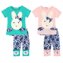 2pcs Baby Kids Girls Clothes Set Top and Short Pants Suits Cute Rabbit Cartoon Knitting Children's Clothing Set SM6