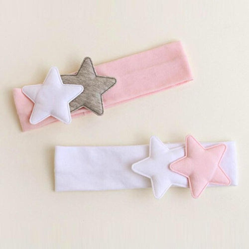2PCS/LOT  Girls Hair Band Cloth Star Head Accessories Hair band Baby Elastic Pentagrams Headwear For Children YL SM6