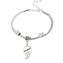 2PCS Mom Women Girl Femme Charm Statement Jewelry Mother Daughter Broken Heart Bracelet Bangle Party Gifts SM6