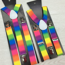 2pcss Colorful Boy Men Y-Back Suspenders Child Elastic Adjustable Clip-On Braces PY1 P18 SM6