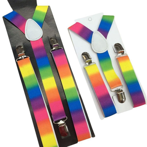 2pcss Colorful Boy Men Y-Back Suspenders Child Elastic Adjustable Clip-On Braces PY1 P18 SM6
