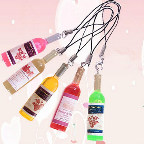 2Pcs Creative Mini Wine Bottle Keyring Key Ring Keychain For mobile phone  SM6