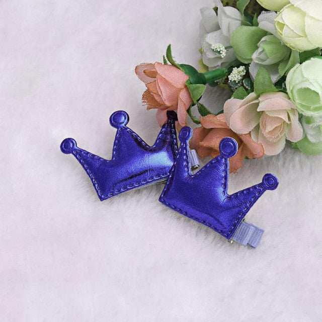 2Pcs Crown Hairpin Girls Christmas Party Princess Hair Clips Leather Cute Korean Hair Accessories Grampo De Cabelo#121 SM6