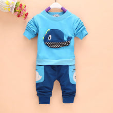 2pcss Outfits 1-4Years Kids Baby Boys Clothes Long Sleeve Whale TopsLong Pants Clothing Sets 4 Colors SM6