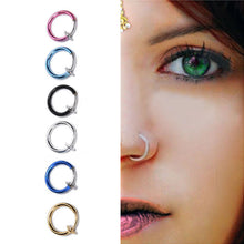 2Pcs Tongue Ring Goth Punk Clip On Fake Piercing Body Nose Lip Rings Hoop Ear Tongue Ring SM6